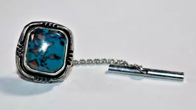 Vintage Navajo Sterling Silver TURQUOISE GEMSTONE Tie Tack Pin • $39.99