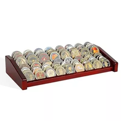 Military Challenge Coin Display Holder Case 8 Row Wooden Challenge Coin Hold... • $43.23