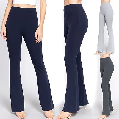 Cotton Slim Fit Flare Leg Leggings Women's Yoga Pants Elastic Waist Stretch • $14.99