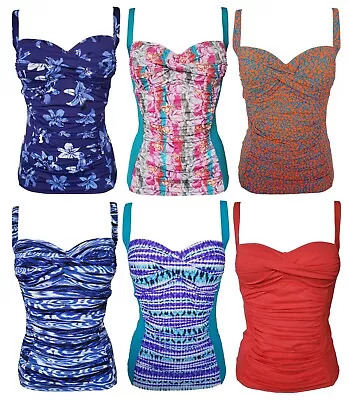 Womens Tankini Top Swimwear Ladies 10 12 14 16 18 Moontide FULLER CUP UK BNWT • £13.50