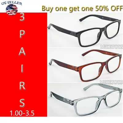 $6.99 • Buy Reading Glasses Lens 3 Pack Lot Classic Reader Unisex Men Women Style Lot(953)