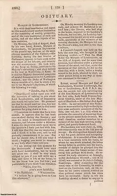 Marquis Of Londonderry Obituary. An Original Article From The Gentleman's Magazi • £17.99