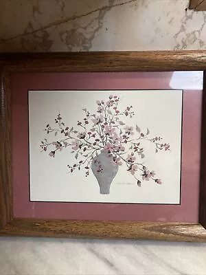 C Winterle Olson Pink Flowers Framed Matted Signed Art Print • $65