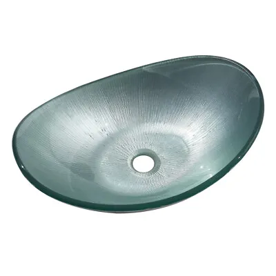 £95.95 • Buy Large Tempered Glass Sink Bowl Wash Basin Pop-up Waste Bathroom Countertop UK