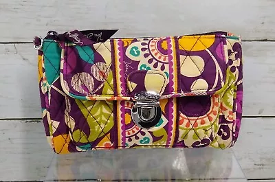 Vera Bradley (Ret) Plum Crazy   MultiColor&Pocket Pushlock ZipTop Wallet Clutch • $28