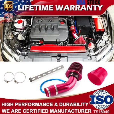 Air Intake Kit Red Pipe Diameter 3  + Cold Air Intake Filter + Clamp Accessories • $40.99