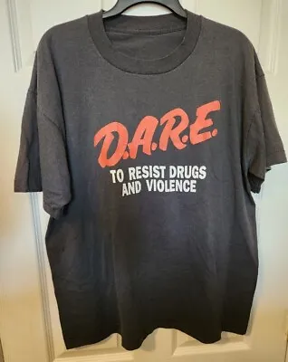 Vintage DARE Shirt Mens Single Stitch D.A.R.E Black • $22