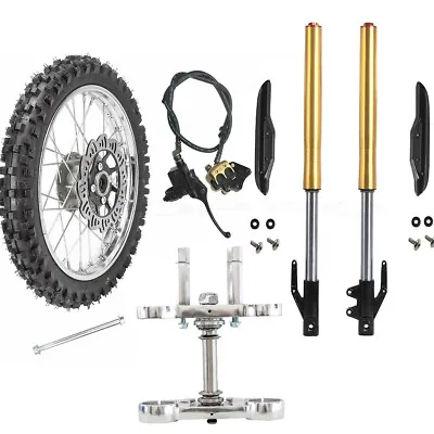 25  Front Forks Shock Triple 14  Wheel 60/100-14 Disc Brake Mini Dirt Pit Bike • $293.45