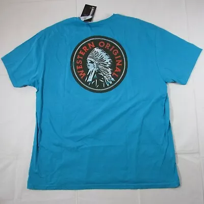 Hooey Men's 2XL Short Sleeve Western Headdress Graphic T-Shirt - Tropical Blue • $17.99