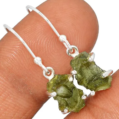 Natural Genuine Czech Moldavite 925 Sterling Silver Earrings Jewelry CE21778 • $39.99