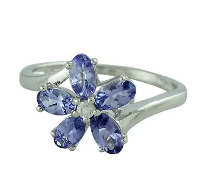 Adorable Tanzanite Oval Shape Gemstone Sterling Silver Wedding Ring • £41.40