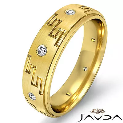 Eternity Wedding Band Round Diamond 18k Yellow Gold Mens Step Edge Ring 0.10Ct • $1839