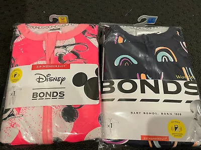 Bonds Disney Wondersuit Zippy Mickey Minnie Limted Edition Size 2 Rainbows Sz3 • $42