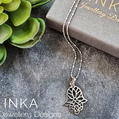 Inka Sterling Silver 16  Necklace With Beautiful Hamsa Hand Of Fatima Pendant • $26.52