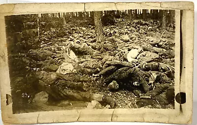 WWI Dead Military Men Grave Carnage Scene War Battle Aftermath Death RPPC C1919 • $9.95