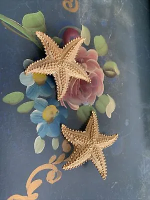 Starfish Clip On Earrings Gold Tone Very Detailed • $16