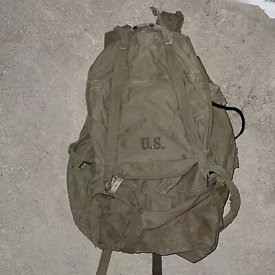 Vintage 1942 WW2 US Army Hinson Field Backpack Rucksack Canvas Bag W/o Frame • $40