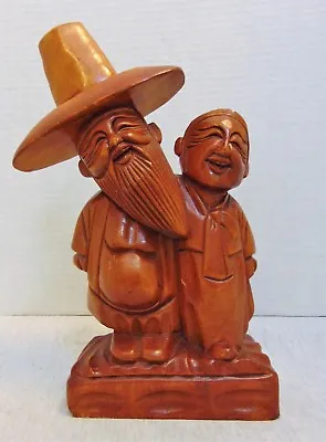 Vintage Wooden Carved Chinese Old Couple Figurine  • $15.99