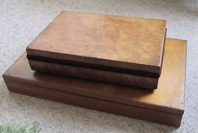 2 Vintage Wooden Boxes Burr Walnut Mahogany Unusual Jewellery/Trinkets • £38