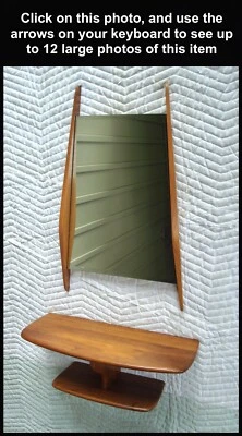 $549.95 • Buy Vintage SCULPTURAL BELART Mid-Century Danish Modern WALL MIRROR & Walnut SHELF