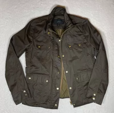 J.CREW Waxed Cotton Field Jacket Womens Size Medium - Brown Utility Military • $24.97