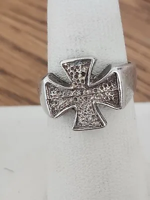 Sterling Silver Maltese Cross Ring Sz 8 • $24.99