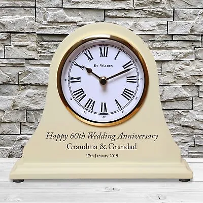 £31.99 • Buy 60th Diamond Wedding Anniversary Engraved Mantel Clock 60 Years Gift Idea