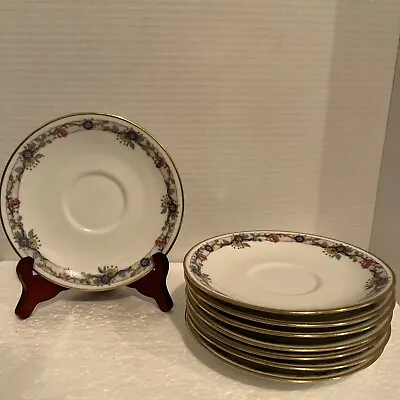 Eight (8) C Ahrenfeldt Limoges France Depose Floral Salad Desert Plates Gold ~6” • $60