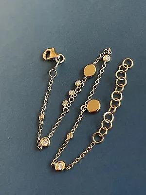 18ct Yellow Gold Diamond Bracelet 0.15ct With Disc Charms Bezel Drops UK HM • £1033.70