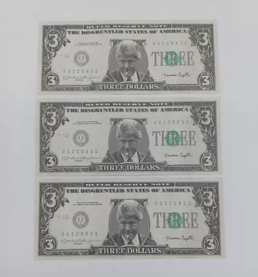 Lot Of 3 Vintage Bill  Clinton Three Dollar $3 Bill Novelty Political Satire  • $4.70