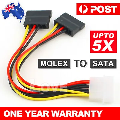 $6.45 • Buy 4 Pin IDE Molex To 2 X Dual SATA Power Cable Y Splitter Female HDD CD Adapter