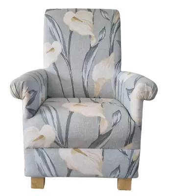 Laura Ashley Fabric Adult Chairs Armchairs Accent Lilium Grey Green Floral Cream • £229.99