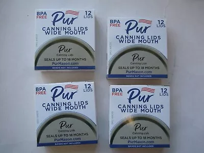 Pur Wide Mouth Canning Lids For Mason Jars - 4 Boxs Of 12 -48 Lids • $12