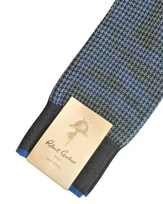 Robert Graham Dress Socks Peruvian Pima Cotton Navy Blue Nestor Houndstooth • $25.50