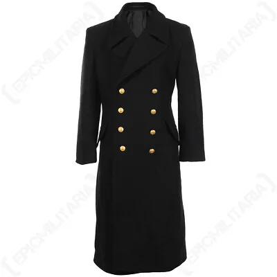 Black Navy Wool Great Coat - Winter Trench Naval Military Full Length Mens • $200.95