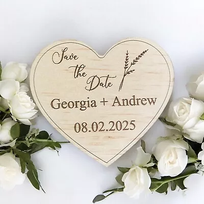 Handmade Magnet Save The Date - Personalised Wooden Heart Wedding Invitation • $7