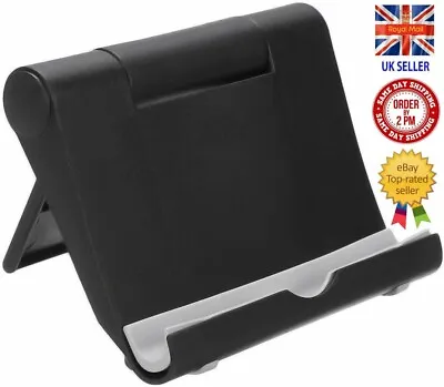 IPad Tablet IPhone Desk Stand Holder Mobile Phone Folding Portable Black • £3.45