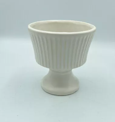 Vintage McCoy Floraline Matte Pedestal Ribbed Planter Vase 470 Ivory • $15