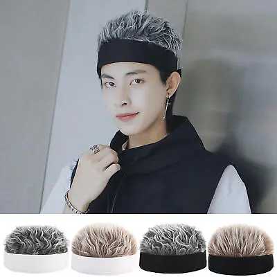 Visor Hair Wig Soft Beanie Wig With Spiked Fake Hair Wig Attached For Men • $9.65