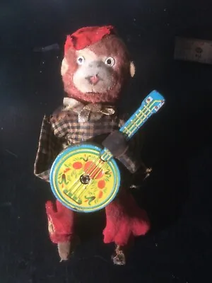 Vintage 1940s Banjo Player Monkey Windup Toy W/ Box – Occupied Japan • $25.64