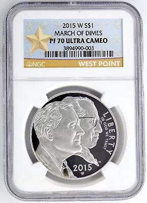 2015-w March Of Dimes Proof Silver Dollar Ngc Pf70 Ultra Cameo 990003 • $57.50