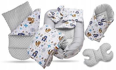 Baby 6pcs Double-sided Soft Cocoon Bed Cushion BOHO NAVY/DOTS • £44.99