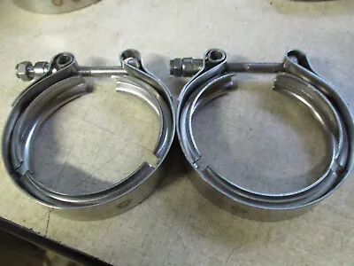 $19.99 • Buy LOT OF 2 NEW R G Ray V Band Clamp 3  Closed Diesel Turbo Exhaust STAINLESS D14