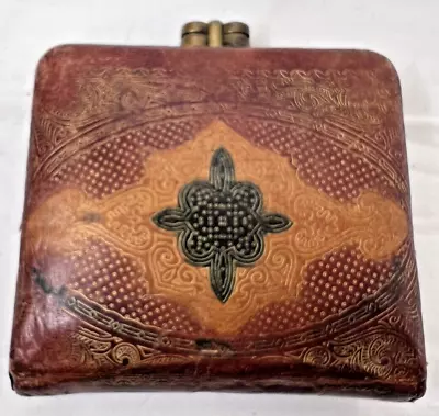 Vintage Leather Wallet Change Purse Embossed Inside Pocket For Coin & Cash Boho • $4