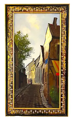 Vintage Mid Century Oil Painting Paris France Carved Framed Original Signed Art • $99.99