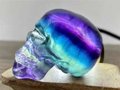 2  Natural Rainbow Fluorite Carved Skull Reiki Crystal Skull Decor Gift 1PC • $19.80