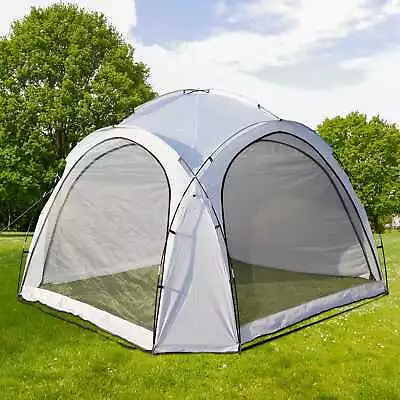 Garden 3.5X3.5M Dome Gazebo Tent With 4 Mesh & 2 Sunshade Walls Shelter White • £54.99