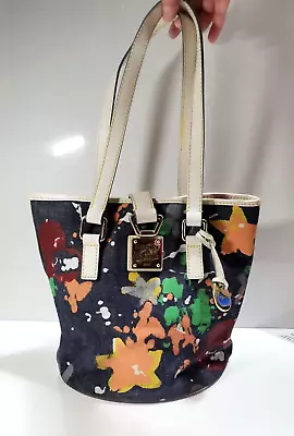 Rare Dooney And Bourke Denim Paint Splash Multicolor Bucket Bag Purse 10  • £38.61