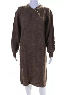 Missoni Womens Brown Textured Wool Henley Long Sleeve Sweater Dress Size L • $121.99