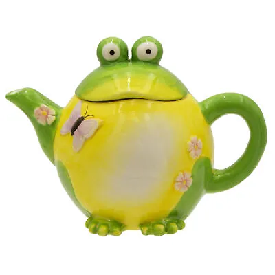 Radiant Treasures Ceramic Frog And Butterfly 16oz Teapot • $19.99